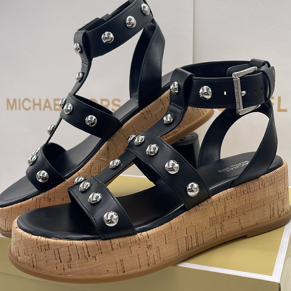 MICHAEL KORS Selah Studded Platform Gladiator Silver Studded Sandal
Black
New - Picture 6 of 16